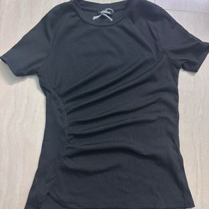 Black Ribbed T-Shirt