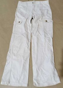 White Wide Leg Cargo Pants, 11-12 Years