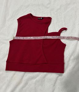 Wine Red Cropped Top