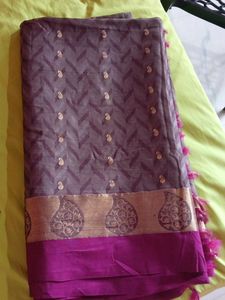 Burgady&amp;Mauve Rich Saree(Fresh Piece)