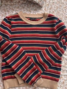 Striped Knit Pullover Sweater