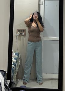 Ice Blue Coloured Casual Trouser