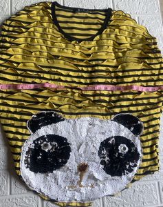 Funky Panda Sequin Ruffle Oversize Top
