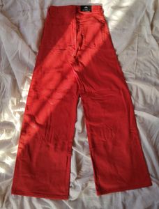 H&amp;m Red Wide Leg Jeana
