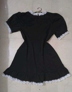 Cottage Core Black Dress With White Lace Lining
