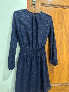 Navy Blue Patterned Dress