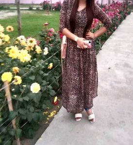 Check Leopard  Print Maxi dress👗