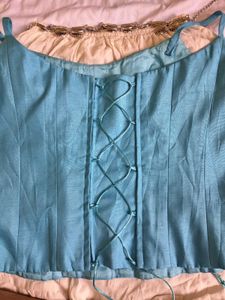 Blue Embellished Cami corset Top