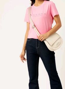 Madame Pink Brand Embossed Print Cotton Tshirt