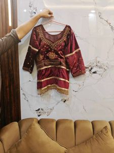 Maroon Velvet Embellished Bridal Lehanga