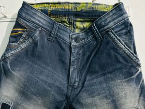 Distressed Denim Jeans with Patches