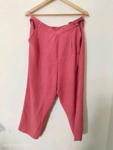 Peach Korean Style Trouser Pants With Zip And Hook
