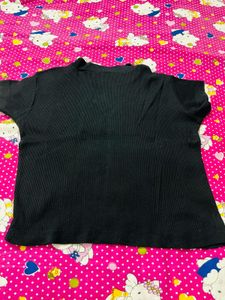 Black Ribbed T-Shirt