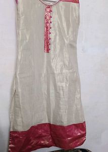 Cream & Pink Ethinic Kurti