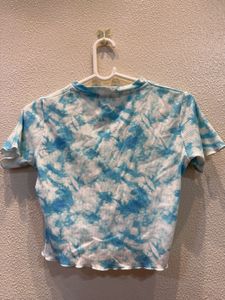 Blue Tie-Dye Crop Top