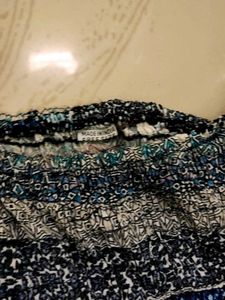 Blue Patterned Off-Shoulder Jumpsuit