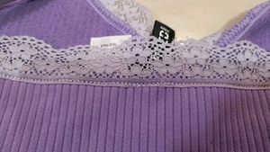 H&amp;M Lilac Lace Trim Cami Top