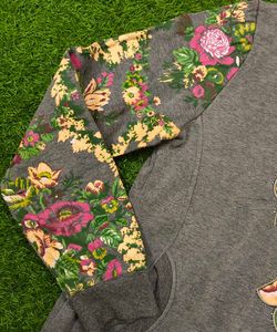 Imported Floral Print Hoodie