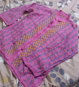 Pink Embroidered Kurta