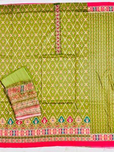 Green Printed Salwar Kameez Fabric