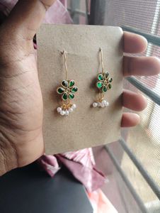 Kundan Green Earrings