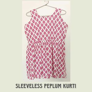 Pink Print Peplum Kurti