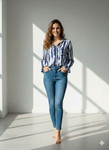 Stylish Blue Tie-Dye Blouse