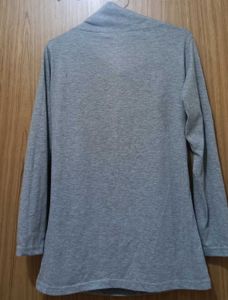 Grey Cowl Neck Top with Button