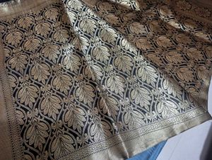 Elegant Black &amp; Gold Banarasi Saree