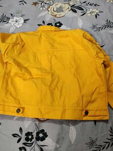 Yellow Cropped Denim Jacket