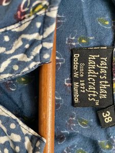 Hand-printed Indigo Top