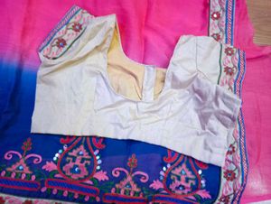 Elegant Pink &amp; Blue Saree
