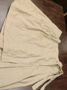 Korean Beige Wrap Mini Skirt