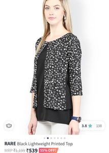 Rare Black Printed Top