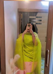 Chartreuse &amp; Pink Salwar Kameez