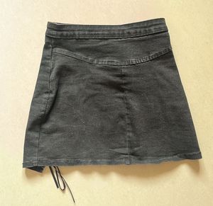 Black Denim Mini Skirt