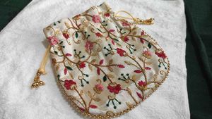 Embroidered Drawstring Pouch Party wear