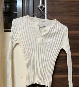 Tops Bundle - Gray Striped &amp; White Ribbed