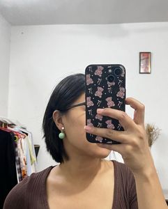 Green Pearl Drop Earrings