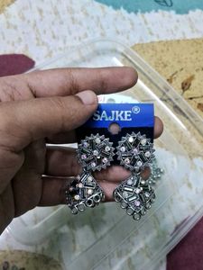 Combo Set Of Oxidized Silver Earrings