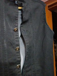 Black Denim Sleeveless Jumpsuit