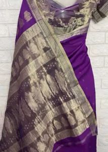Purple Silk Saree💜 With Readymade Blouse