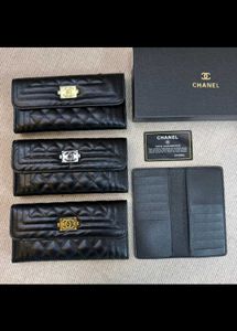CHANEL BOY BLACK CAVIER WALLET WD BOX