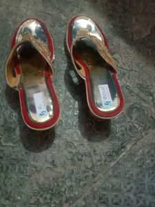 Embellished Red &amp; Gold Heels