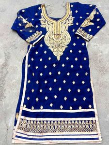 Elegant Blue Embroidered Suit