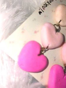 Cute Pink Heart Clay Earrings