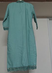 Floral Lace Trim Kurta With Dupatta Set