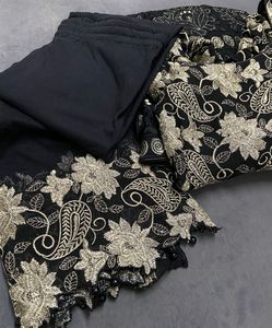 Elegant Black &amp; Gold Embroidered Dress