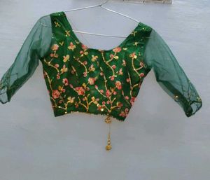Gorgeous Green Embroidered Lehenga Set