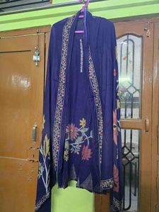 Elegant Purple Kurta Set with Shawl